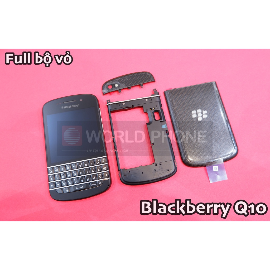 Bộ vỏ full BB Blackberry Q10 đen, gồm màn, viền khung, nắp, phím BB Q10 zin new