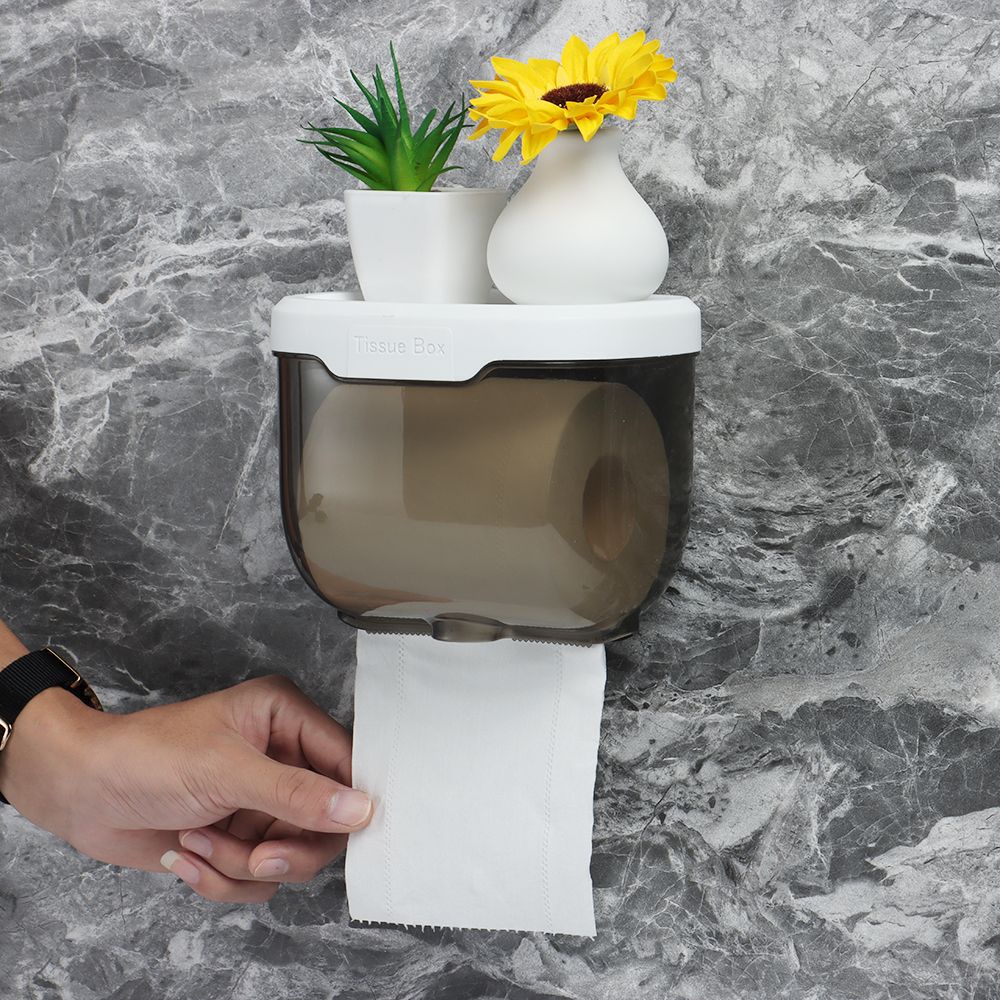Hộp đựng khăn giấy từ nhựa trong suốt gắn tường nhà tắm/ nhà vệ sinh nhiều màu chống nước hiện đại đa năng