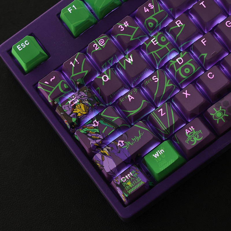 EVA-01 Keycaps Cherry Profile EVANGELION Anime PBT DYE SUB Bàn phím cơ học Keycap