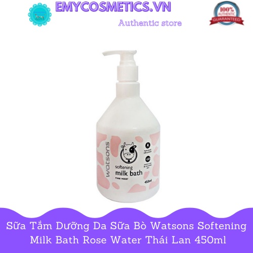 Sữa tắm dưỡng da sữa bò Watsons Softening Milk Bath Rose Water 450ml