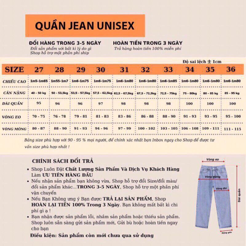 Quần jean bò baggy nam nữ ống suông rộng Unisex hàng Quảng Châu phong cách Hàn Quốc : Màu Xanh - Mã 01 Win Boutique | WebRaoVat - webraovat.net.vn