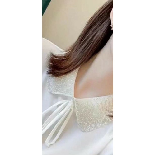 Cổ áo rời cho nữ, lá cổ gắn hạt, bâu áo + cổ thô thêu | BigBuy360 - bigbuy360.vn