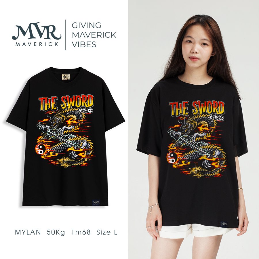 Áo thun nam phông nữ thanh kiếm và con rồng lửa unisex phong cách big size MVR BB4328