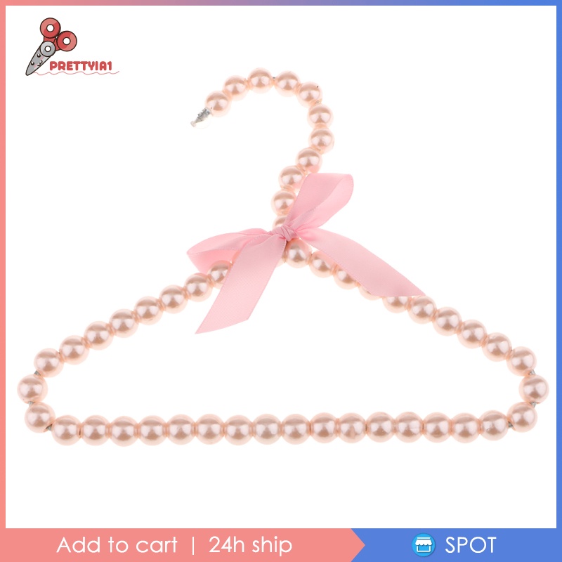 [Prettyia1] Móc Treo Quần Áo Trẻ Em Đính Hạt Ngọc Trai Màu Hồng 20cm