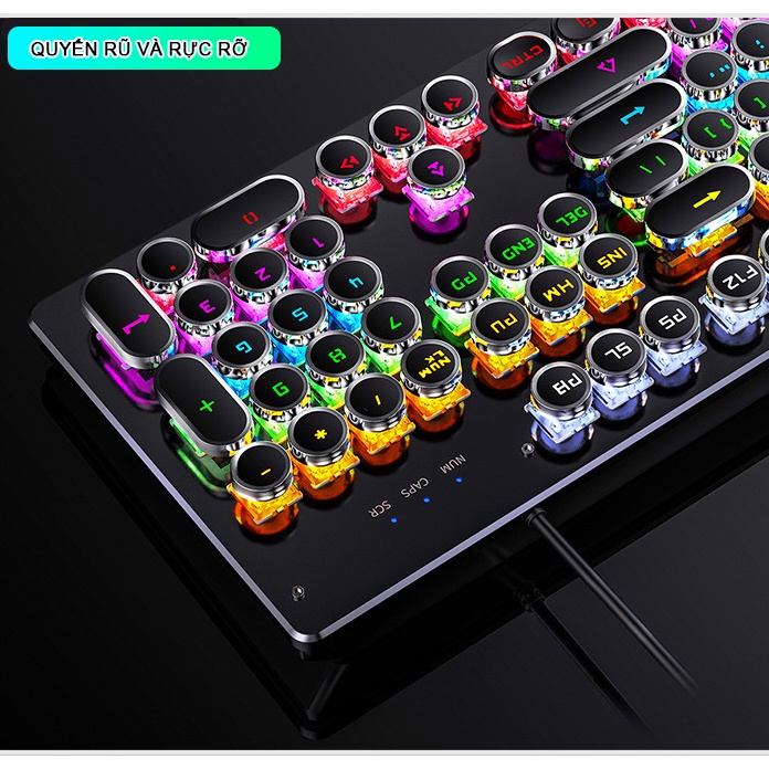 Bàn phím cơ gaming YINDIAO KZ4 nút tròn blue switch có LED RGB biến đổi phù hợp chơi game và làm việc văn phòng