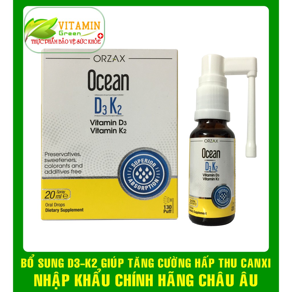 OCEAN D3 K2 BỔ SUNG VITAMIN D3 VÀ VITAMIN K2 XỊT VÀ NHỎ CHO BÉ | NHẬP KHẨU CHÍNH HÃNG THỔ NHĨ KỲ