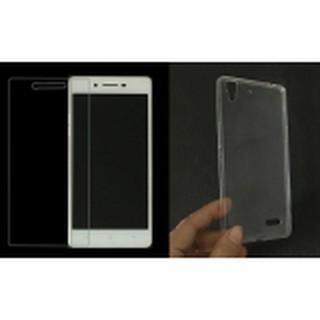 Bộ 1 Kính cường lực và ốp lưng dẻo cho OPPO R7 / R7 Lite / R7kf (Trong suốt)