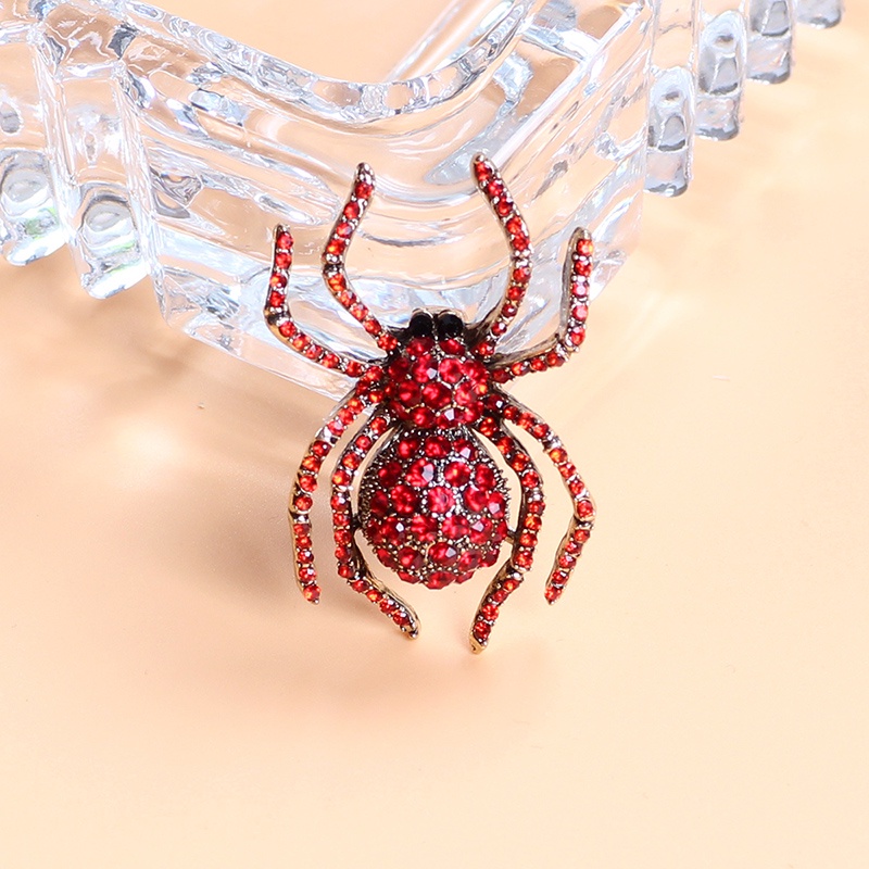 Animal Party Retro Women Rhinestone Rhinestone Rhinestone inlaid spider Brooch Badge Lapel Jewelry gift