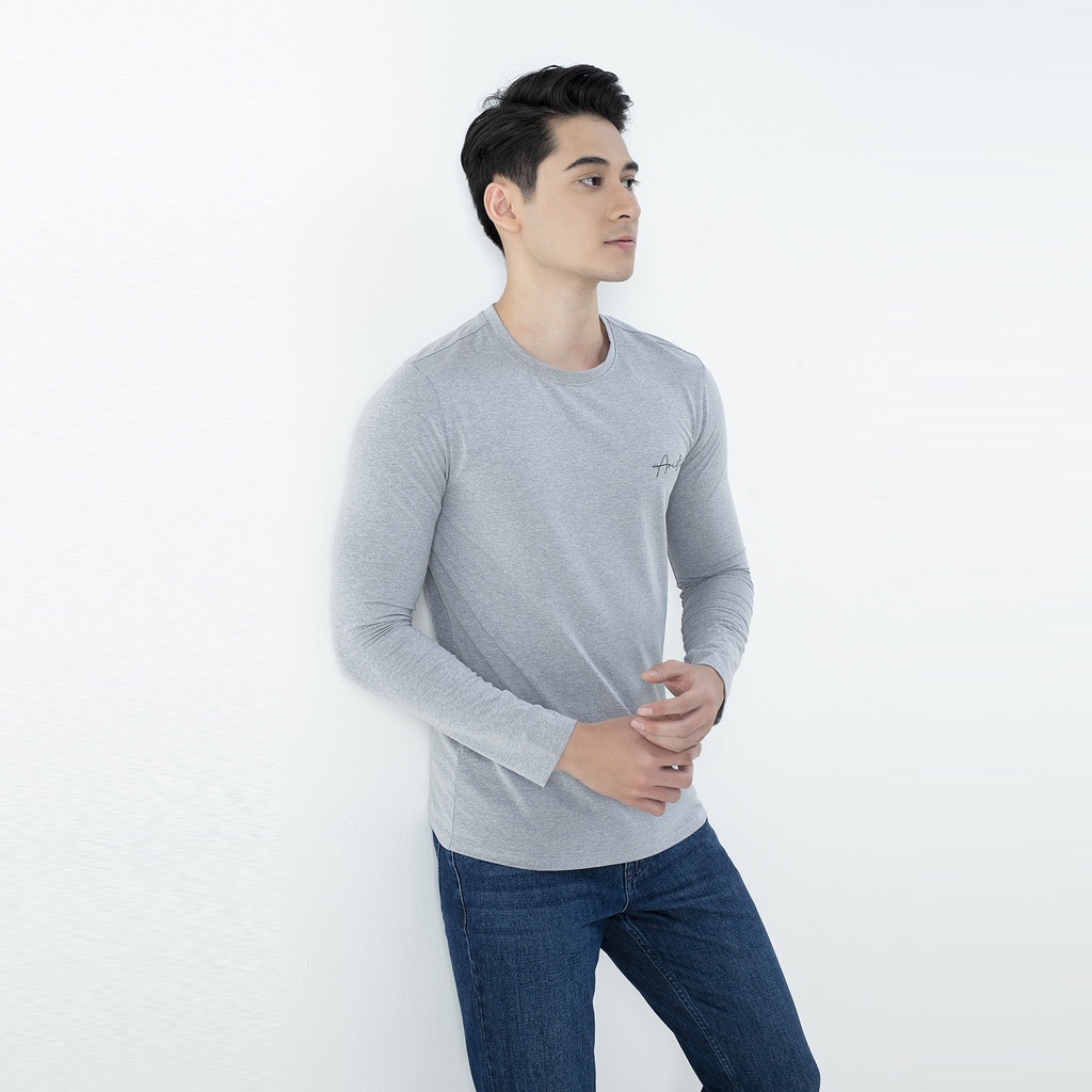 Áo thu đông  dài tay nam Aristino cotton from ôm ALT019W1 màu xám