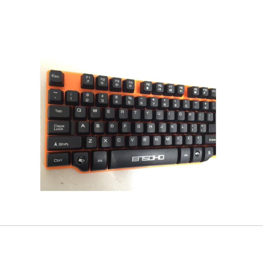 Bàn phím giả cơ có dây ENSOHO E-G121KF ( ko led, nền màu cam, keycap màu đen )