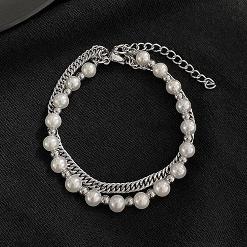 Vòng Tay Hai Lớp Đính Hạt Ngọc Trai Thời Trang Thu Đông 22851