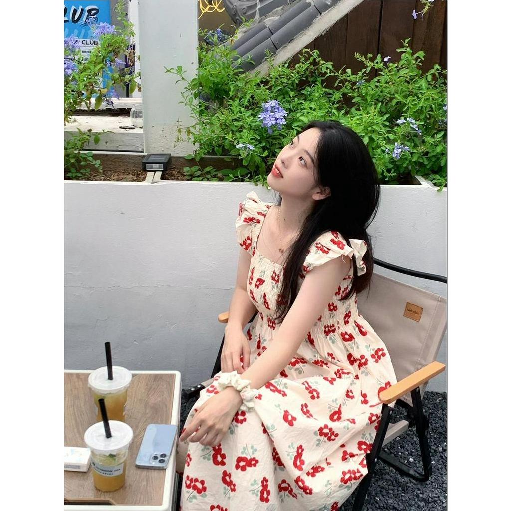 Đầm Hoa Tay Xòe Thời Trang Hàn Quốc Dành Cho Nữ