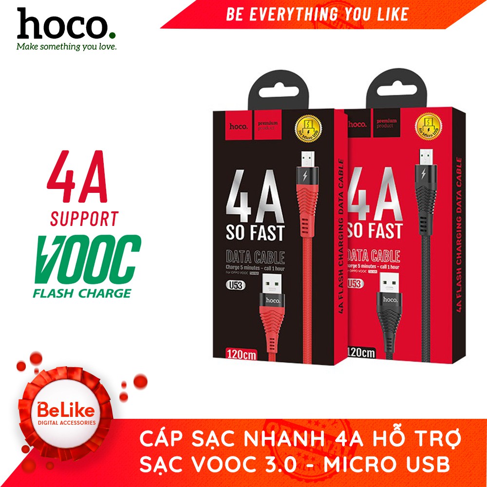 Cáp Sạc Nhanh Chân Micro USB Hoco U53 - Hàng Chính Hãng