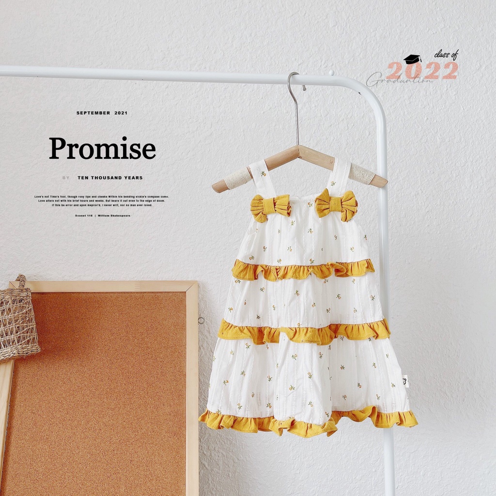 Váy hè 2 dây phối viền bèo 3 tầng cho bé gái 1-6 tuổi ( Mã 082)