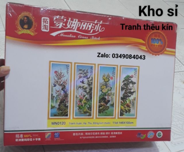 Tranh thêu chữ thập tứ quý xuân hạ thu đông  MN0120 ( 146*100cm)( thêu kín)