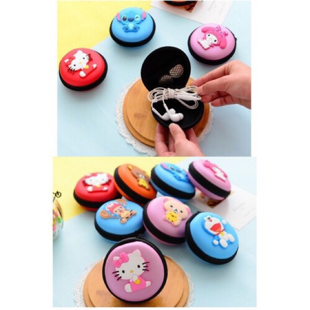 Ví đựng tiền xe/tai nghe/cáp USB thiết kế hoạt hình Hàn Quốc dành cho nữ