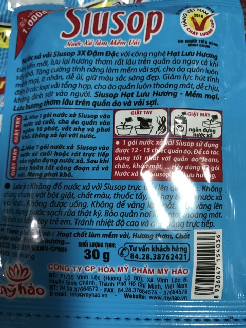 Nước xả Siusop hương Hoa Lài  20gr (dây 10 gói)