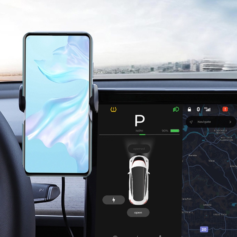 Bộ Đế Sạc Không Dây + Giá Đỡ Điện Thoại + Kính Râm Cho Model 3 Y