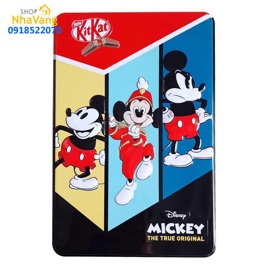 HCM Hộp 12 thanh Socola Kitkat - Hộp thiếc hình chuột Mickey