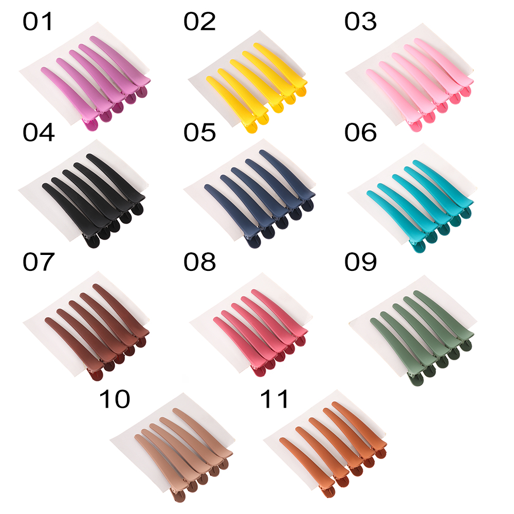 Bộ 5 kẹp tóc mỏ vịt màu trơn thích hợp cho salon chuyên nghiệp và tại nhà