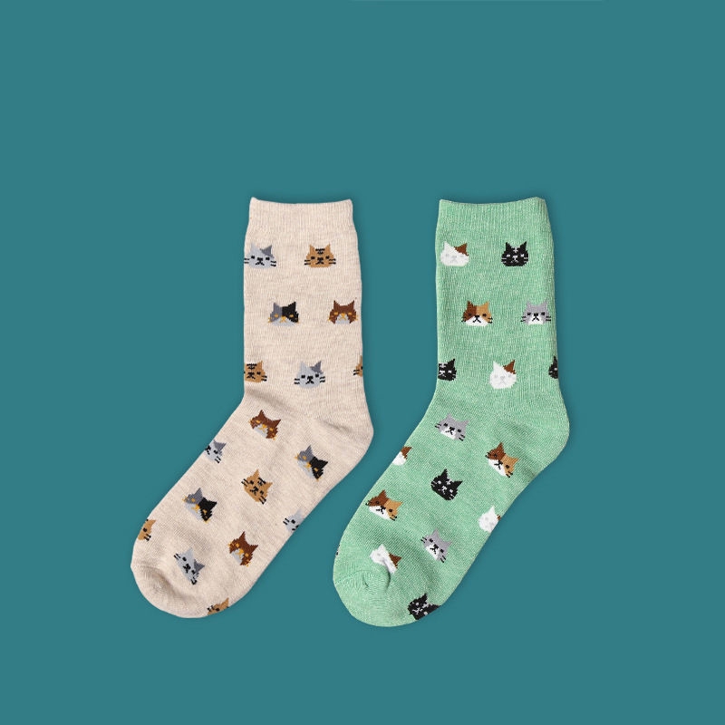 Vớ giữ ấm chất liệu mềm mại thoải mái họa tiết mèo dễ thương dành cho nữ gồm 5 màu