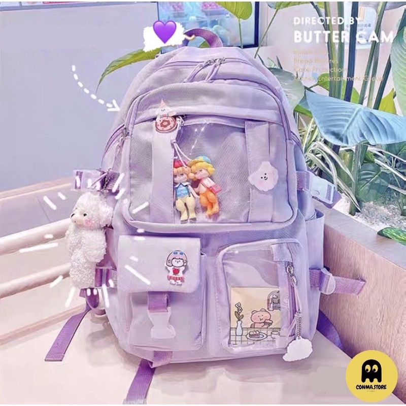 [ TẶNG MÓC KHOÁ ] 🧸🍀 Balo đi học màu pastel nhẹ nhàng xinh xắn - Túi trong dài ❤️ HÀNG CÓ SẴN 🚀💖