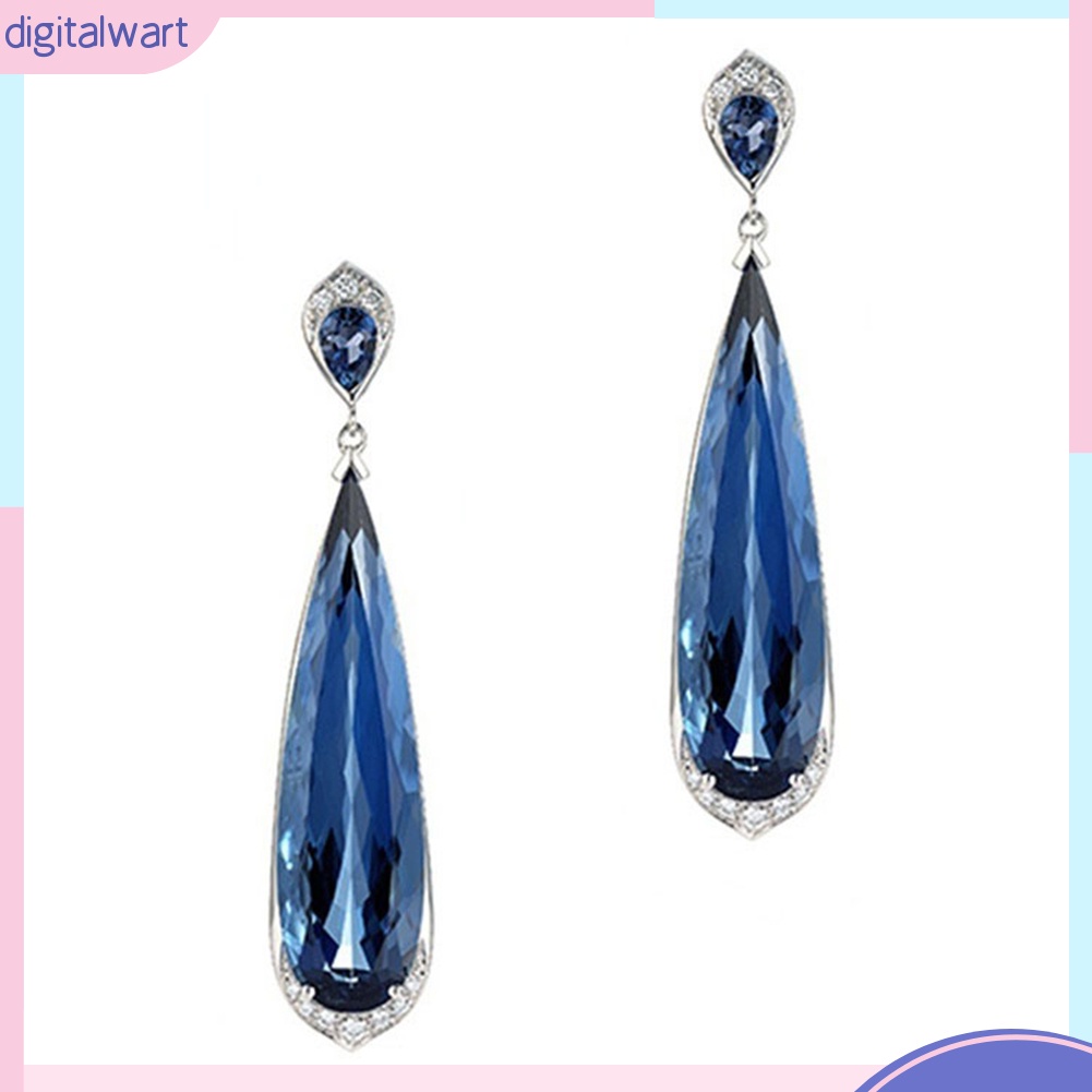 Đôi bông tai dáng dài hình giọt nước đính đá thời trang cho nữ