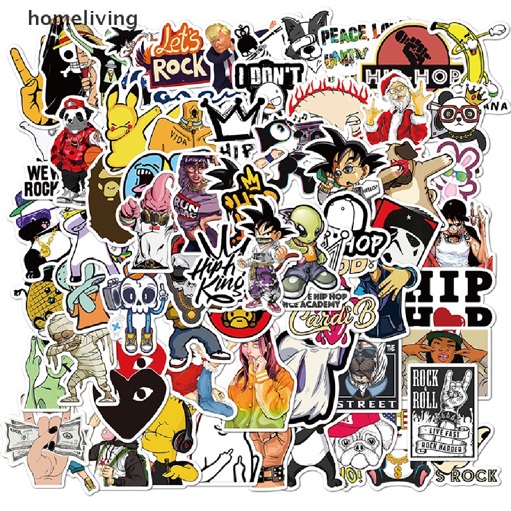 Set 100 Sticker Dán Trang Trí Máy Tính Phong Cách Hip Hop Rock