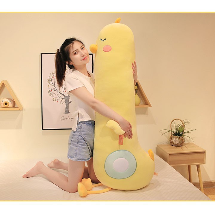 Gấu Bông Con Vịt Vàng , Gối Ôm Hình Thú Con Gà ,Con Vịt Vàng, Hàng Cao Cấp 2 Lớp Kích Thước 80Cm- 1M