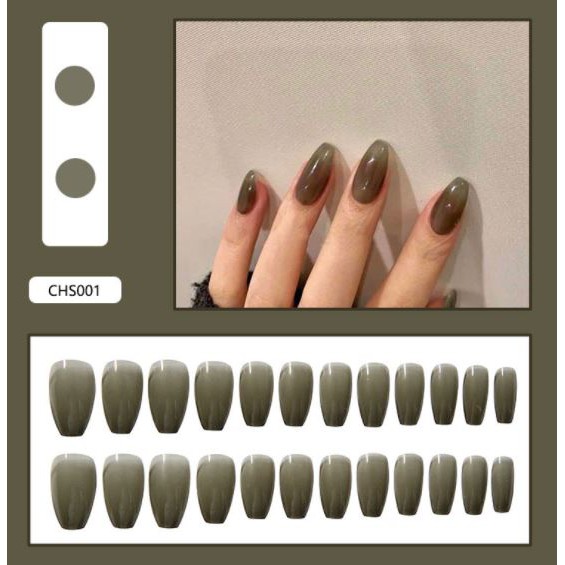 (TẶNG KEO DÁN) Bộ 24 Móng Tay Giả Dài Siêu Hot Chống Nước Nhiều Màu Siêu Hot CHS