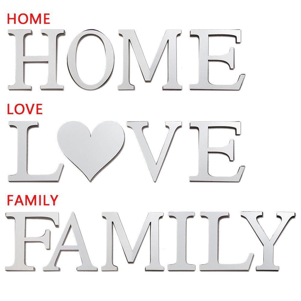 Gương Dán Tường Trang Trí Hình Chữ FAMILY LOVE DIY