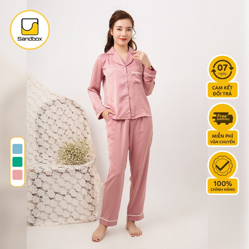 [Mã LT50 giảm 50K đơn 150K] Bộ Pijama Nữ SANDBOX Lụa Nhật Trơn Cao Cấp, Thiết Kế Nhẹ Nhàng Sang Trọng TK001