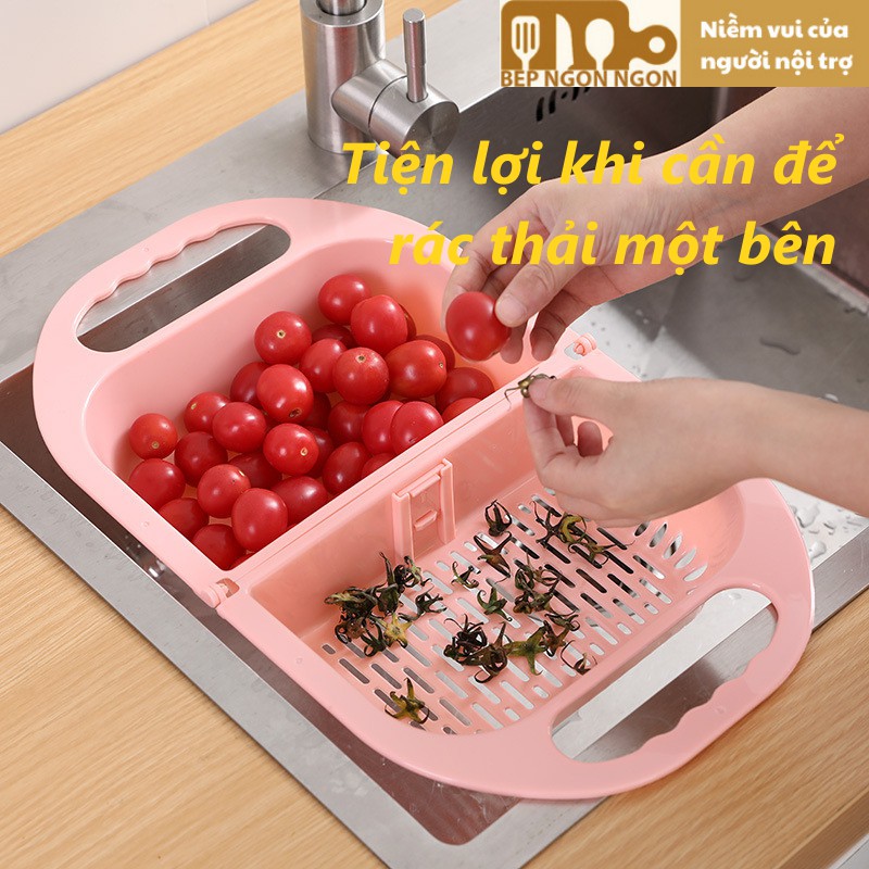 Rổ nhựa gác bồn rửa chén bát gấp gọn thông minh siêu tiện dụng_BEP NGON NGON