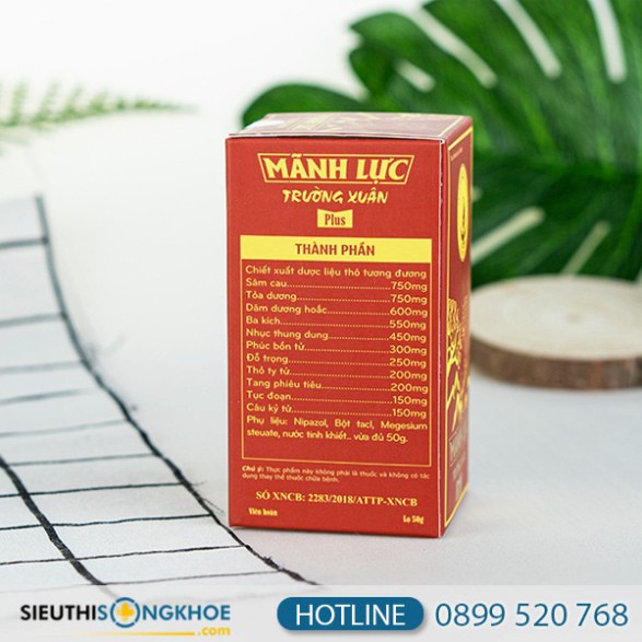 Mãnh Lực Trường Xuân Plus (Đỏ) - Hỗ Trợ Cải Thiện Yếu Sinh Lý Ở Đàn Ông