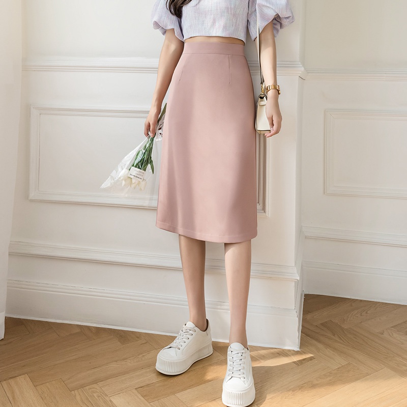 SUXI Chân Váy Midi Dài Lưng Cao Màu Trơn Dáng Ôm Phong Cách Hàn Quốc Thời Trang Mùa Xuân Hàng Mới