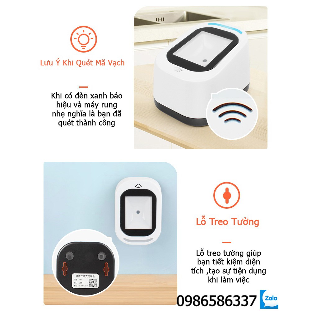 Máy quét mã vạch, QR code ChiTeng T97 hỗ trợ thanh toán qua màn hình mobile