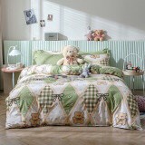 Bộ vỏ chăn ga gối cotton poly nhập khẩu _ chăn ga Hàn Quốc họa tiết gấu xanh_miễn phí bo chun theo size nệm