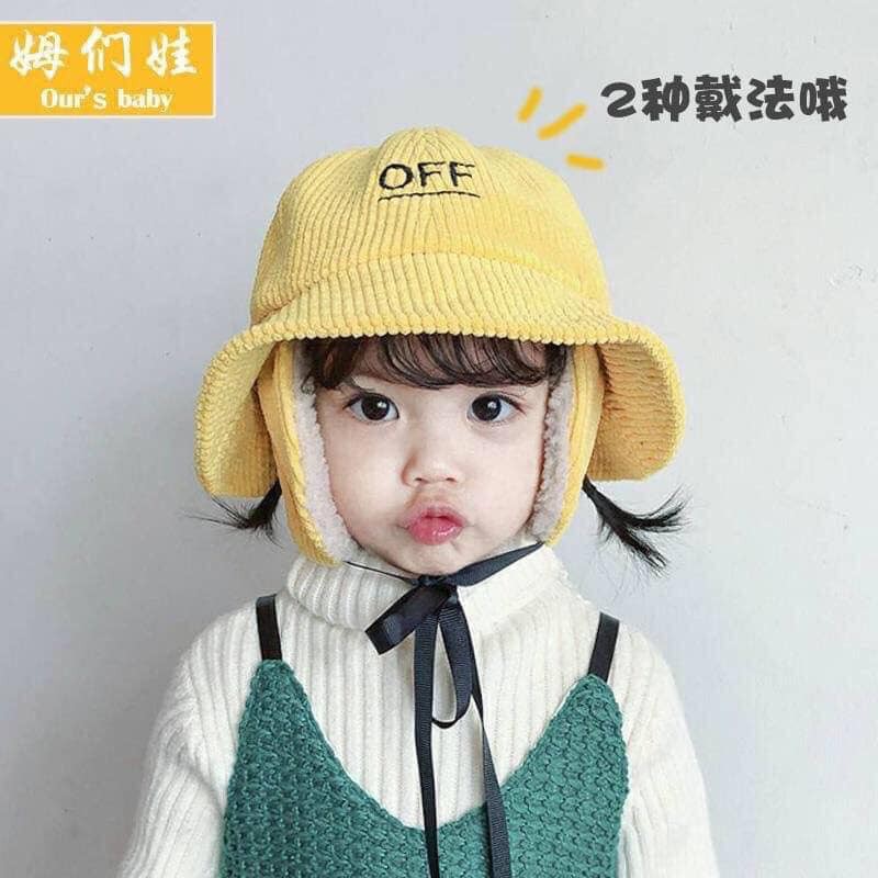 Mũ off nhung che tai bông siêu cute đội được 2 kiểu cho bé trai và gái-giadungsieure