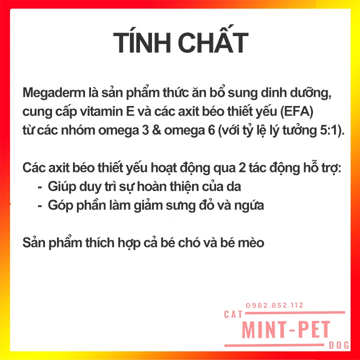Gel Dinh Dưỡng Megaderm làm mượt lông da, tăng cường sức khỏe chó mèo