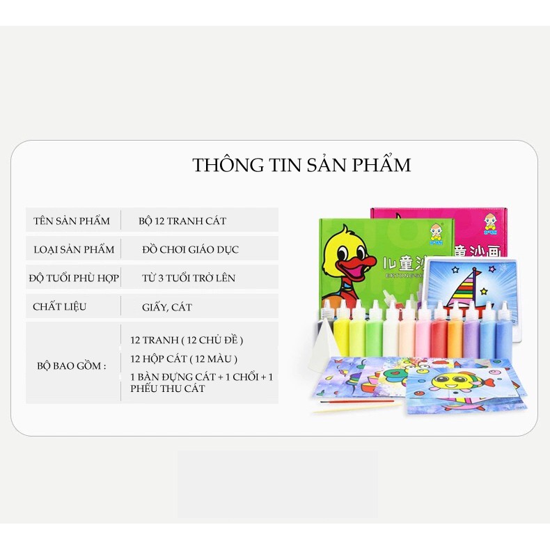 Bộ 12 tranh cát dành cho bé, kích thích khả năng tư duy và tưởng tượng cho bé