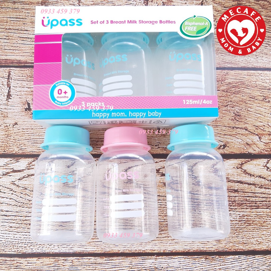 Set 3 bình trữ sữa Upass Thái Lan (125ml*3 bình)