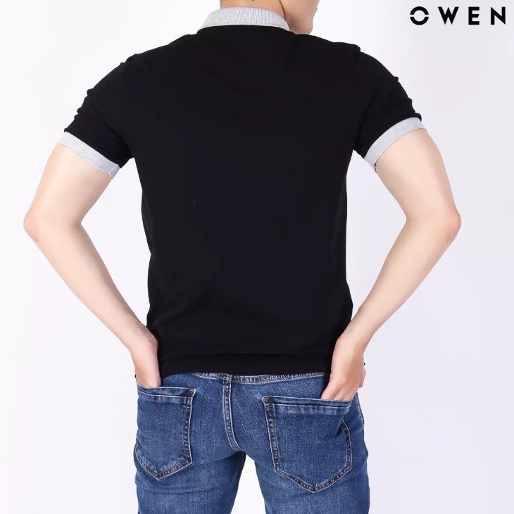 Áo polo nam Owen màu xám phối đen dây kéo - APV91663