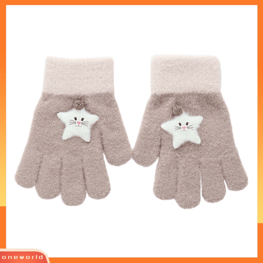 |Bộ Đồ Bơi Một Mảnh Dành Cho Nữ| 1 Đôi Găng Tay Đan Len Hình Ngôi Sao Năm Cánh Màu Sắc Tương Phản Thời Trang Thu Đông Cho Bé 6-13 Tuổi