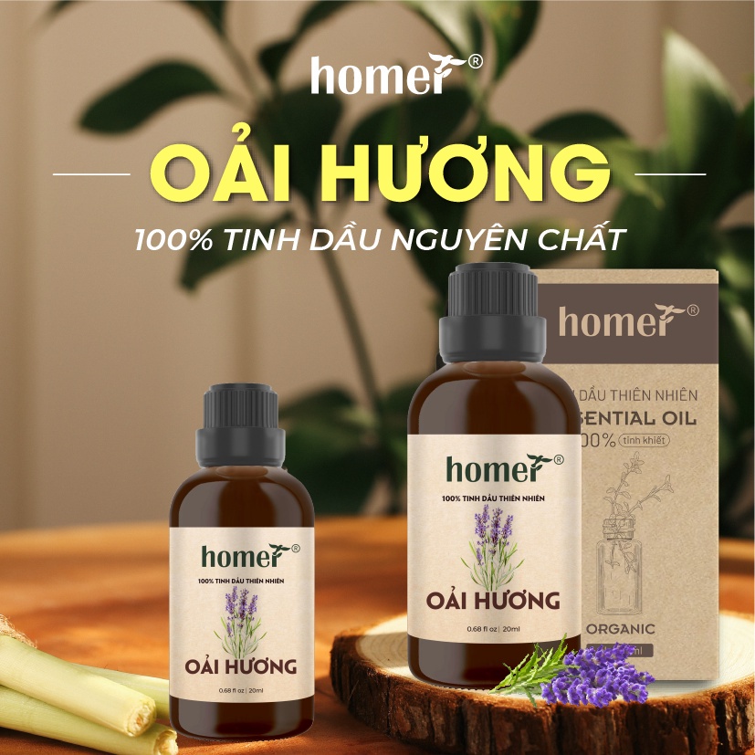 Combo 2 tinh dầu Oải Hương + Hoa Hồng Homer 20ml/chai