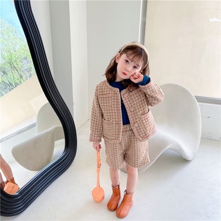 Size 90cm Set dạ Tweed Hàn Quốc thu đông phong cách tiểu thư sang chảnh cực xinh cho bé gái