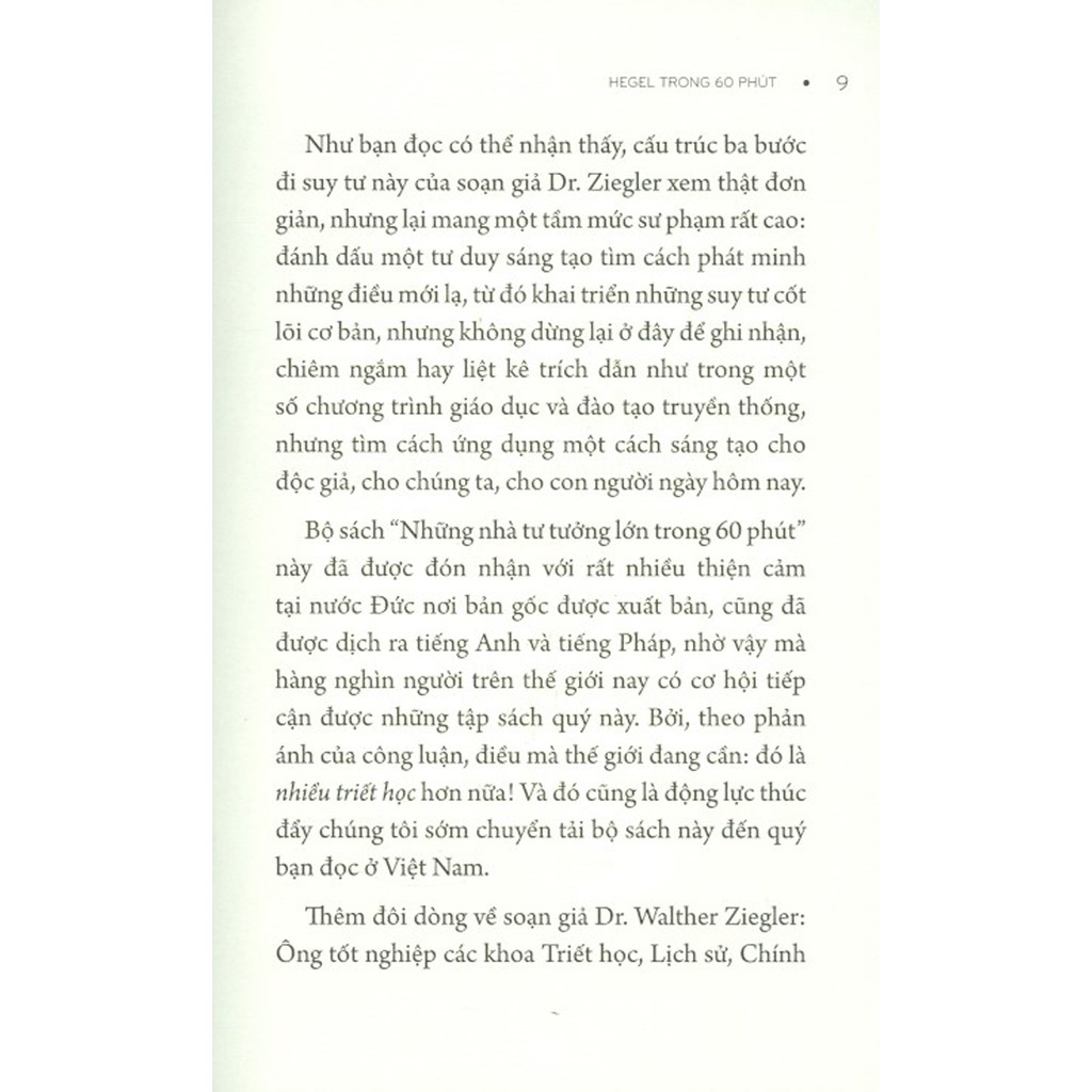 Sách - Những Nhà Tư Tưởng Lớn - Hegel Trong 60 Phút