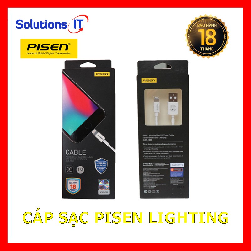 Cáp sạc Pisen cho IP- Hàng bảo hành 18 tháng