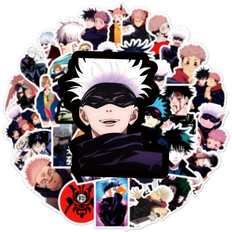 Bộ 50 hình dán hình anime Jujutsu Kaisen bằng PVC trang trí thấm nước