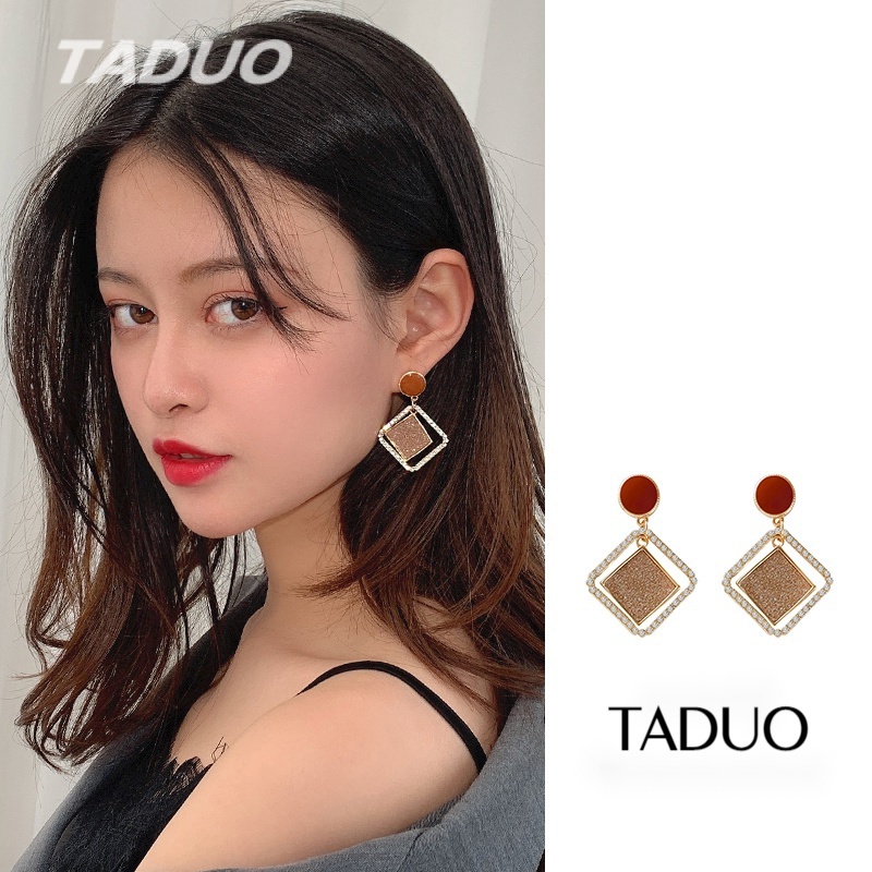 Bông Tai Mạ Bạc 925 Hình Vuông Sang Trọng Cho Nữ