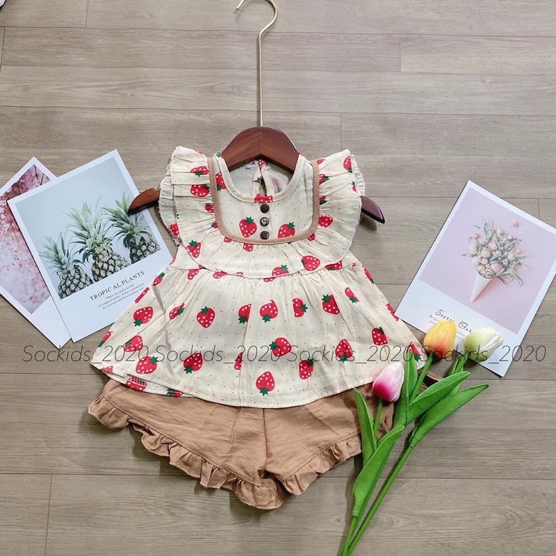 Set bộ đũi tơ viền bèo xinh xắn cho bé gái